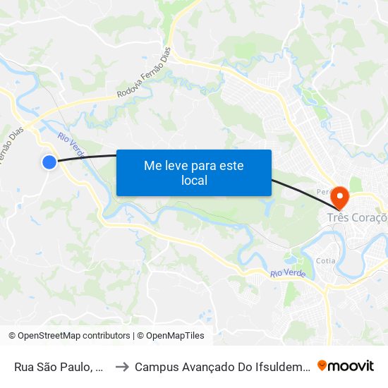 Rua São Paulo, 212 to Campus Avançado Do Ifsuldeminas map