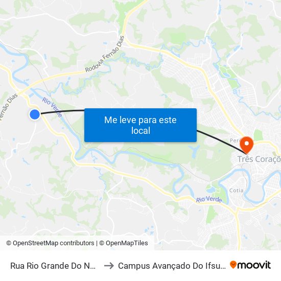 Rua Rio Grande Do Norte, 165 to Campus Avançado Do Ifsuldeminas map