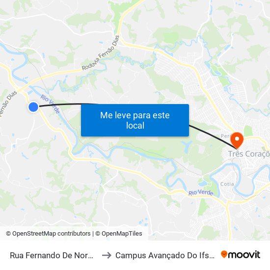 Rua Fernando De Noronha, 117 to Campus Avançado Do Ifsuldeminas map