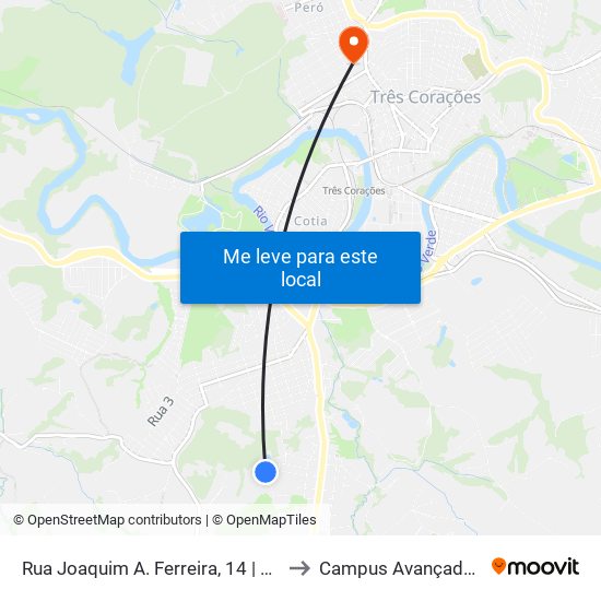 Rua Joaquim A. Ferreira, 14 | Ponto Final Da Vila Rezende to Campus Avançado Do Ifsuldeminas map