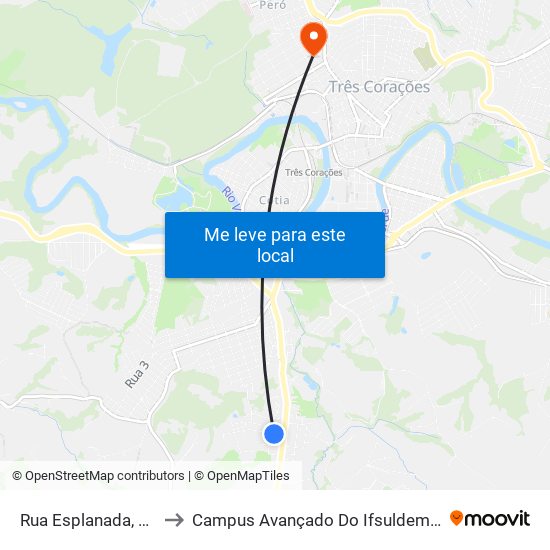Rua Esplanada, 105 to Campus Avançado Do Ifsuldeminas map