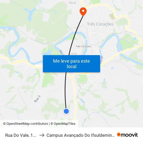 Rua Do Vale, 180 to Campus Avançado Do Ifsuldeminas map