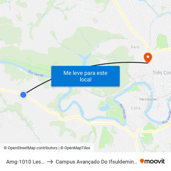 Amg-1010 Leste to Campus Avançado Do Ifsuldeminas map