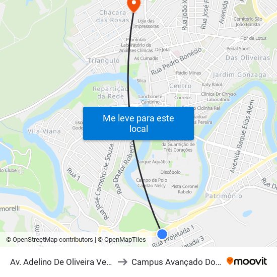 Av. Adelino De Oliveira Verdigueiro, 2205 to Campus Avançado Do Ifsuldeminas map