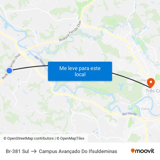 Br-381 Sul to Campus Avançado Do Ifsuldeminas map