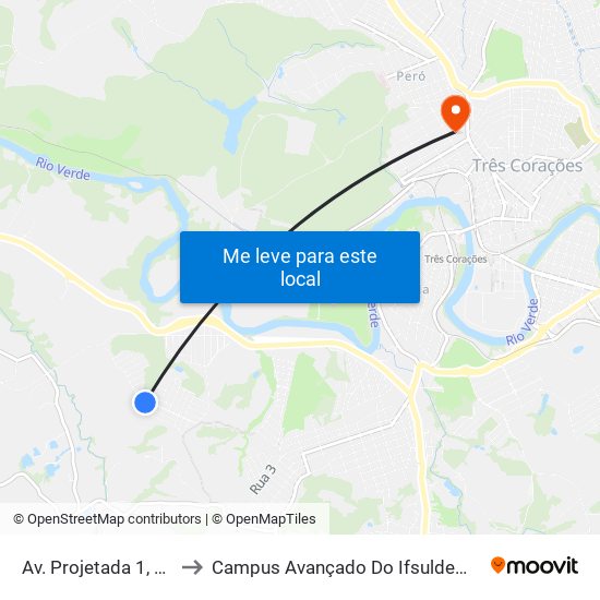 Av. Projetada 1, 423 to Campus Avançado Do Ifsuldeminas map