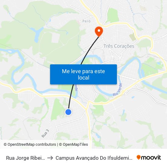 Rua Jorge Ribeiro to Campus Avançado Do Ifsuldeminas map