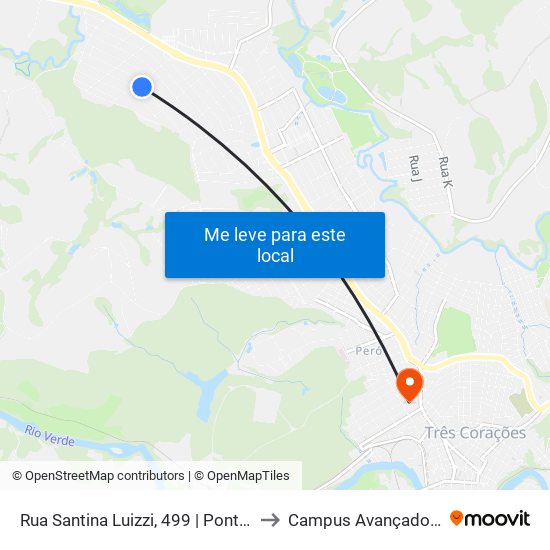 Rua Santina Luizzi, 499 | Ponto Final Da Morada Do Sol to Campus Avançado Do Ifsuldeminas map