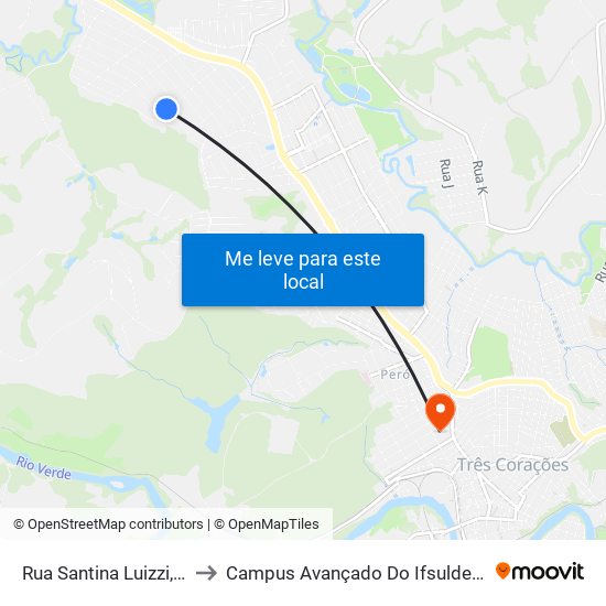 Rua Santina Luizzi, 275 to Campus Avançado Do Ifsuldeminas map