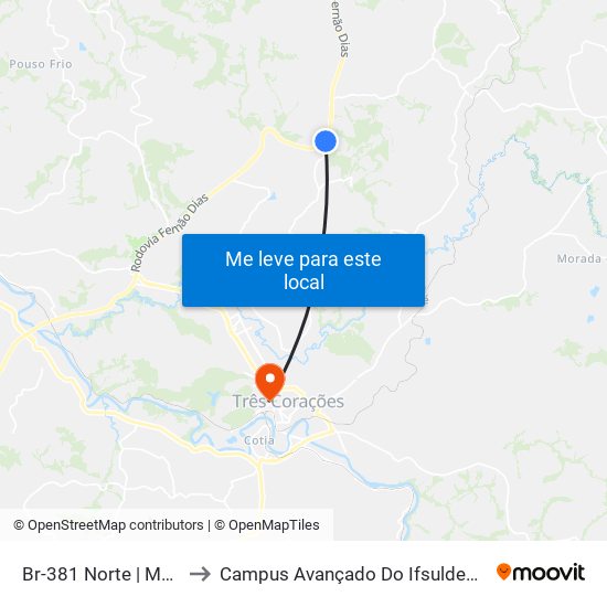 Br-381 Norte | Mátria to Campus Avançado Do Ifsuldeminas map