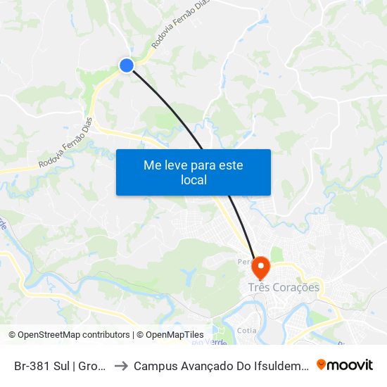Br-381 Sul | Grotão to Campus Avançado Do Ifsuldeminas map
