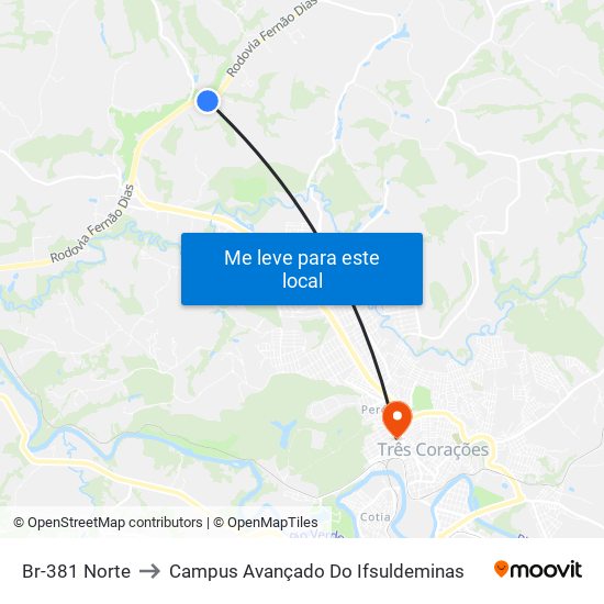 Br-381 Norte to Campus Avançado Do Ifsuldeminas map