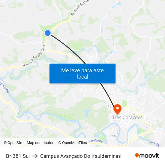 Br-381 Sul to Campus Avançado Do Ifsuldeminas map