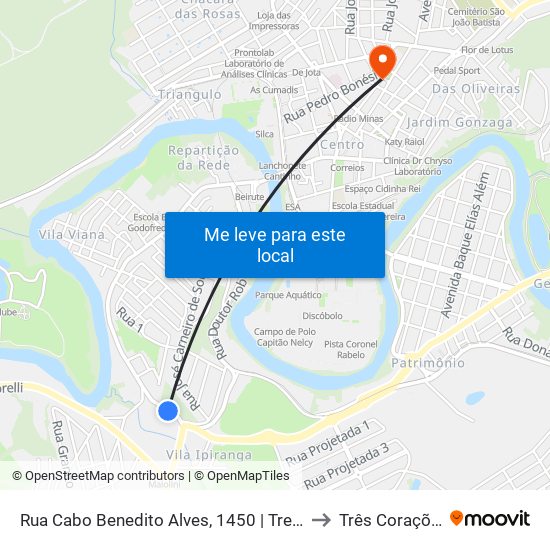 Rua Cabo Benedito Alves, 1450 | Trectur to Três Corações map