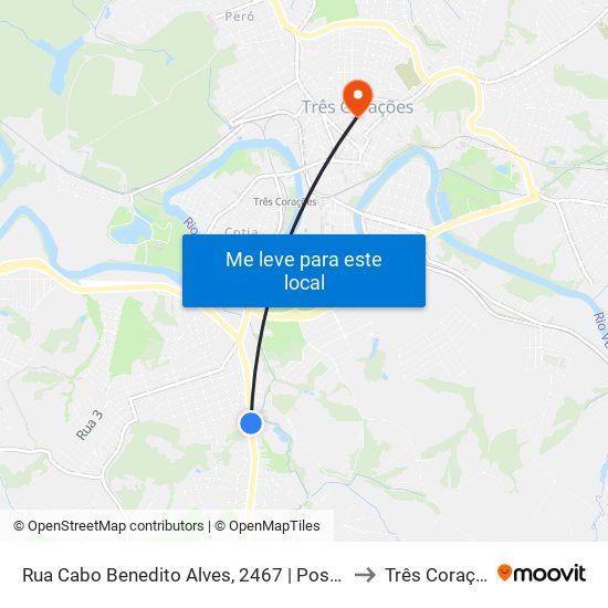 Rua Cabo Benedito Alves, 2467 | Posto Xamã to Três Corações map