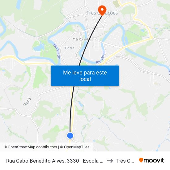 Rua Cabo Benedito Alves, 3330 | Escola Municipal Dona Maria Laura to Três Corações map