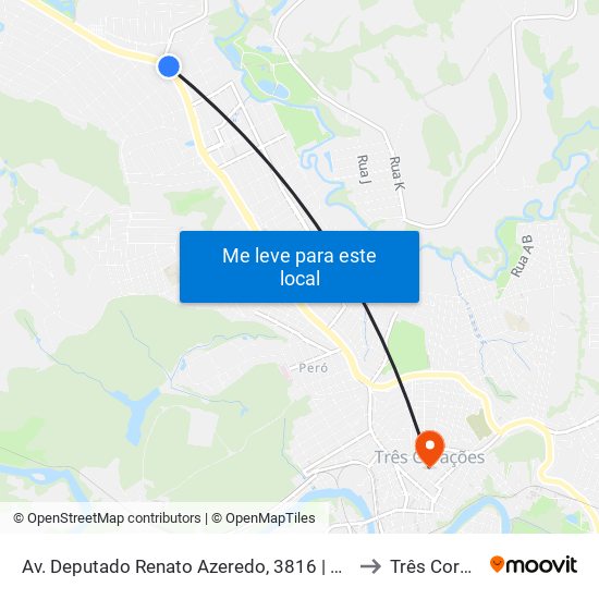 Av. Deputado Renato Azeredo, 3816 | Depósito Jares to Três Corações map