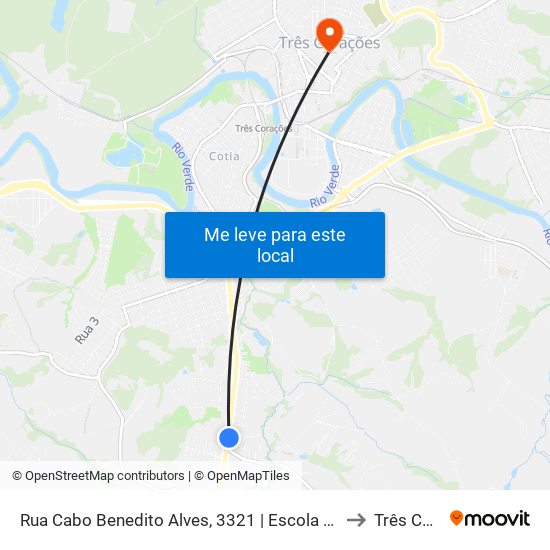 Rua Cabo Benedito Alves, 3321 | Escola Municipal Dona Maria Laura to Três Corações map