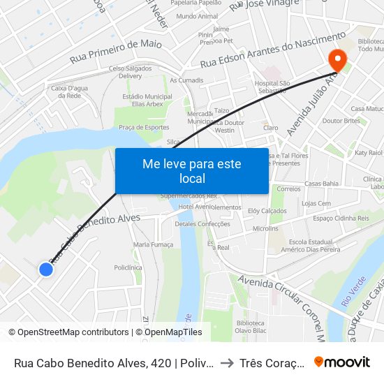 Rua Cabo Benedito Alves, 420 | Polivalente to Três Corações map