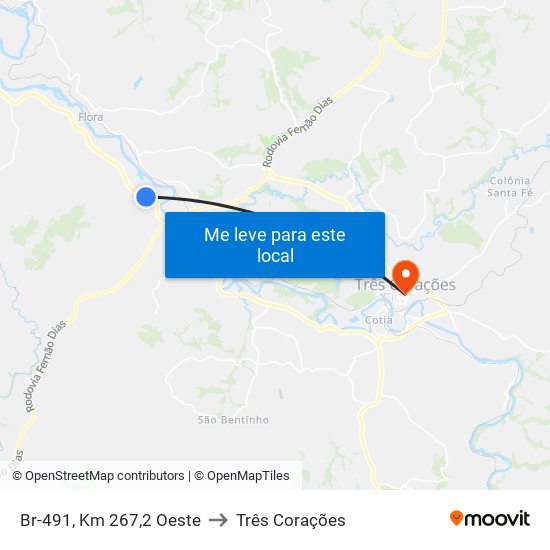 Br-491, Km 267,2 Oeste to Três Corações map