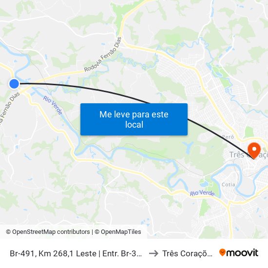 Br-491, Km 268,1 Leste | Entr. Br-381 to Três Corações map