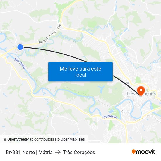 Br-381 Norte | Mátria to Três Corações map