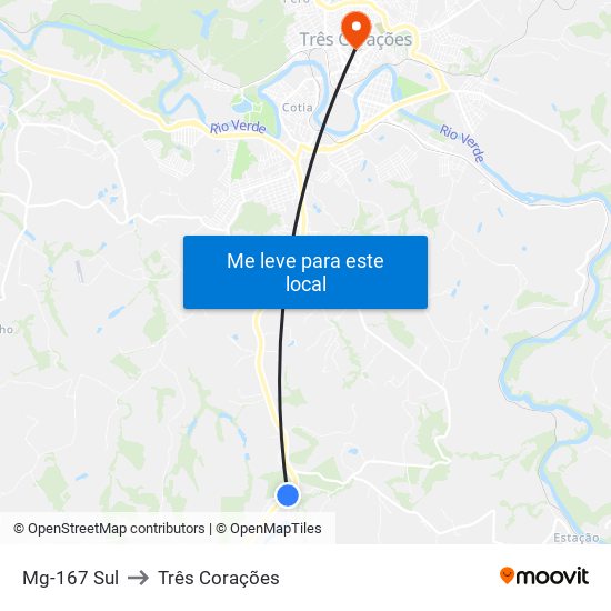 Mg-167 Sul to Três Corações map