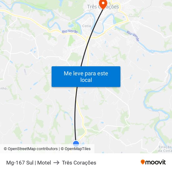 Mg-167 Sul | Motel to Três Corações map