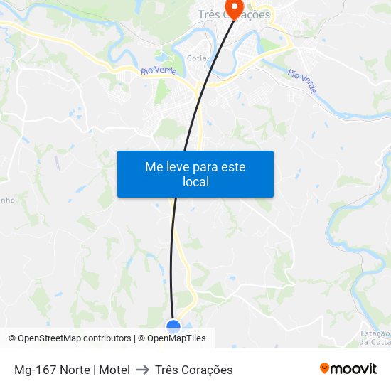 Mg-167 Norte | Motel to Três Corações map
