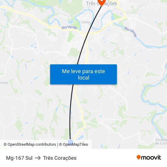 Mg-167 Sul to Três Corações map