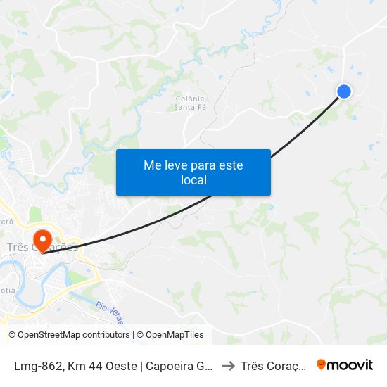 Lmg-862, Km 44 Oeste | Capoeira Grande to Três Corações map