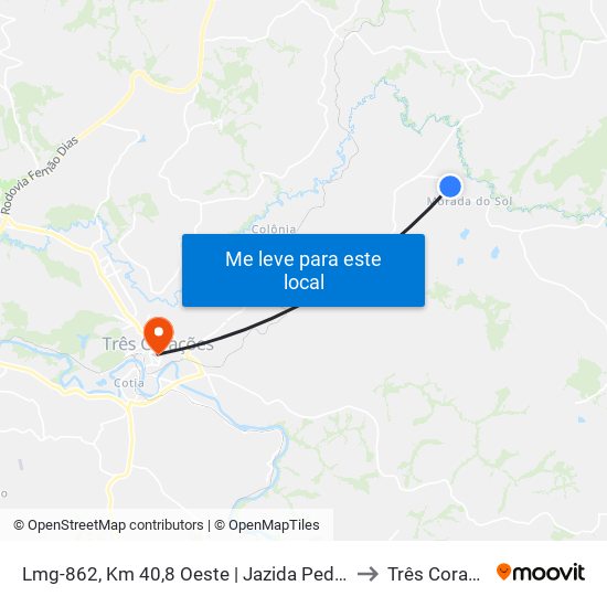 Lmg-862, Km 40,8 Oeste | Jazida Pedra Martins to Três Corações map