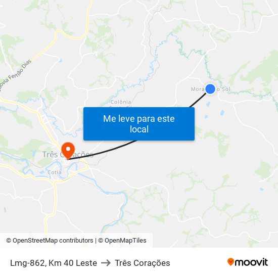 Lmg-862, Km 40 Leste to Três Corações map