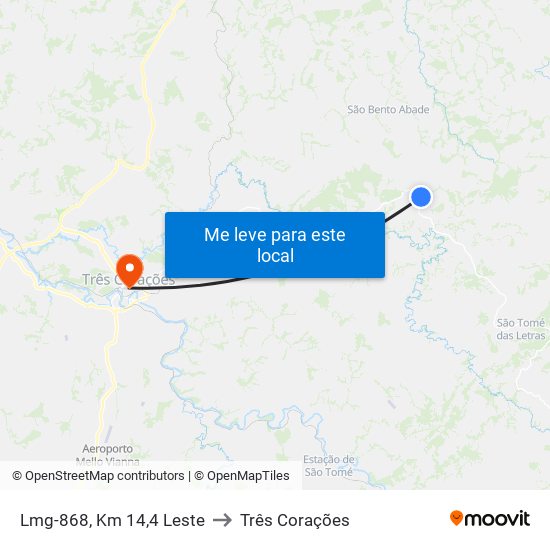 Lmg-868, Km 14,4 Leste to Três Corações map