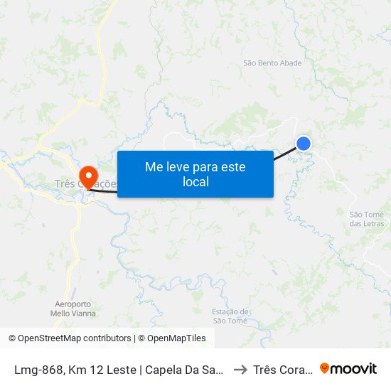 Lmg-868, Km 12 Leste | Capela Da Sagrada Família to Três Corações map