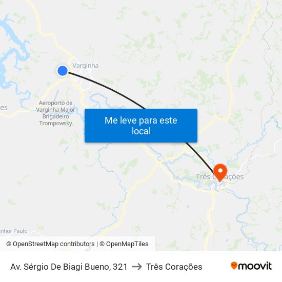 Av. Sérgio De Biagi Bueno, 321 to Três Corações map