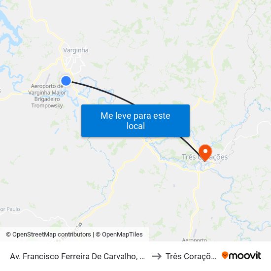 Av. Francisco Ferreira De Carvalho, 220 to Três Corações map