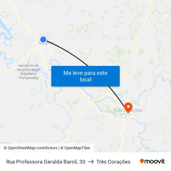 Rua Professora Geralda Baroli, 30 to Três Corações map