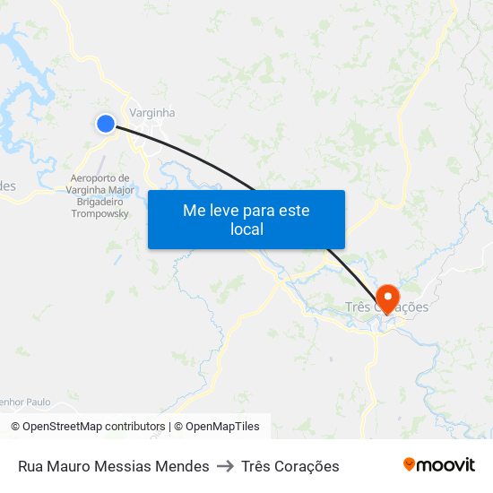 Rua Mauro Messias Mendes to Três Corações map