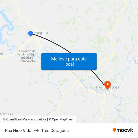 Rua Nico Vidal to Três Corações map