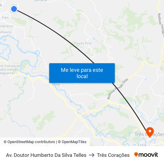 Av. Doutor Humberto Da Silva Telles to Três Corações map