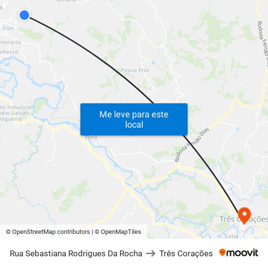 Rua Sebastiana Rodrigues Da Rocha to Três Corações map