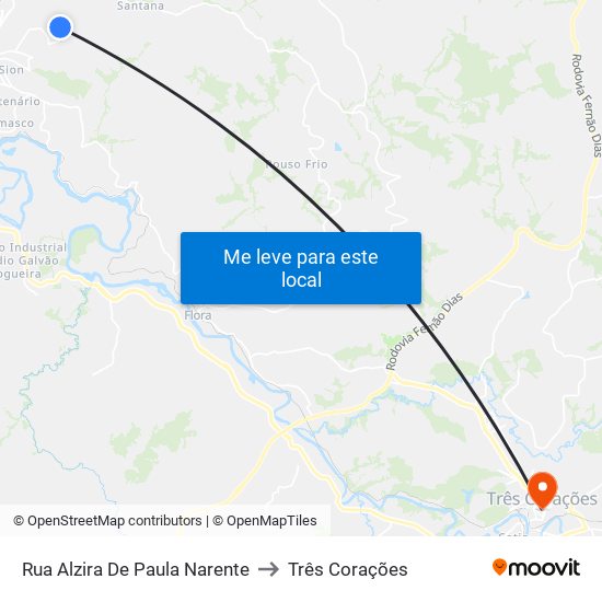 Rua Alzira De Paula Narente to Três Corações map