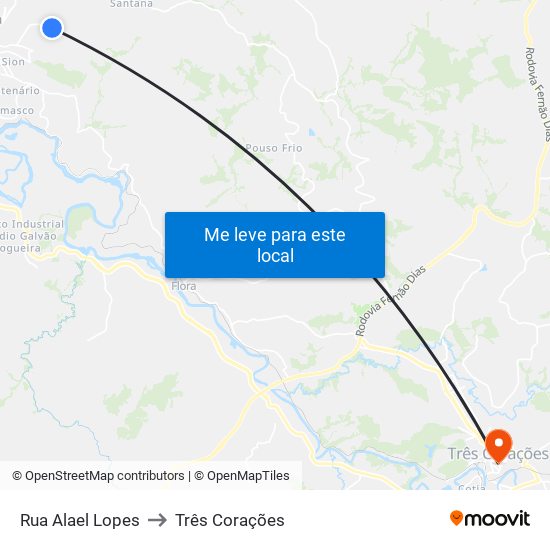 Rua Alael Lopes to Três Corações map