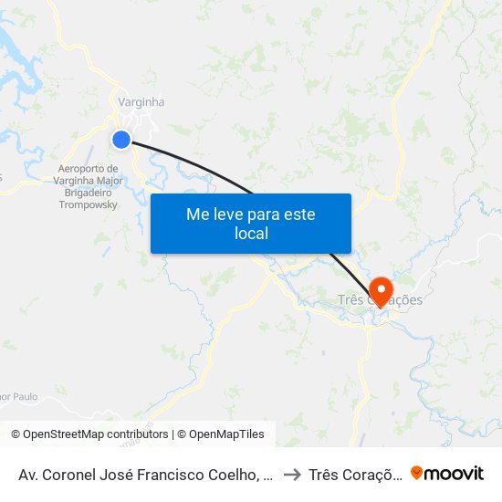 Av. Coronel José Francisco Coelho, 840 to Três Corações map
