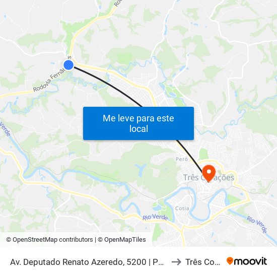 Av. Deputado Renato Azeredo, 5200 | Posto Antônio Carvalho to Três Corações map