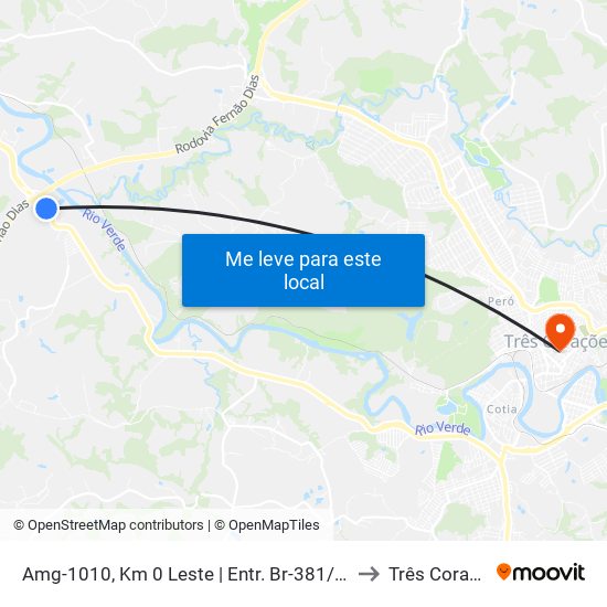 Amg-1010, Km 0 Leste | Entr. Br-381/Coca-Cola to Três Corações map