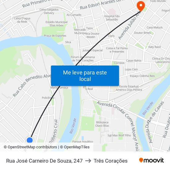 Rua José Carneiro De Souza, 247 to Três Corações map