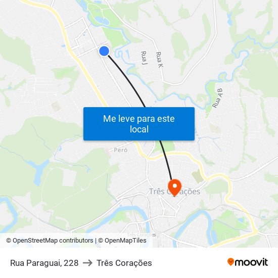 Rua Paraguai, 228 to Três Corações map