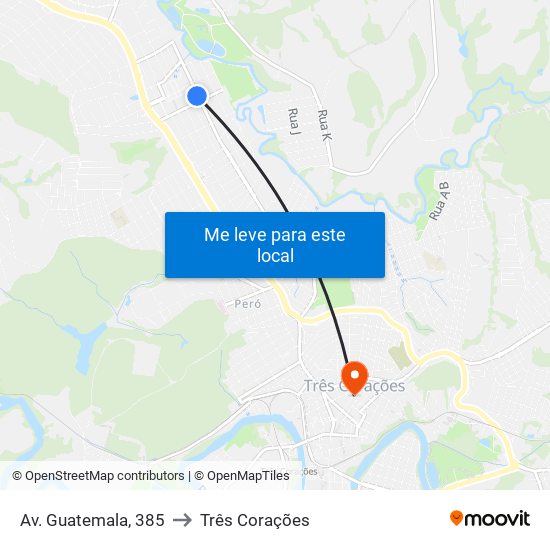 Av. Guatemala, 385 to Três Corações map